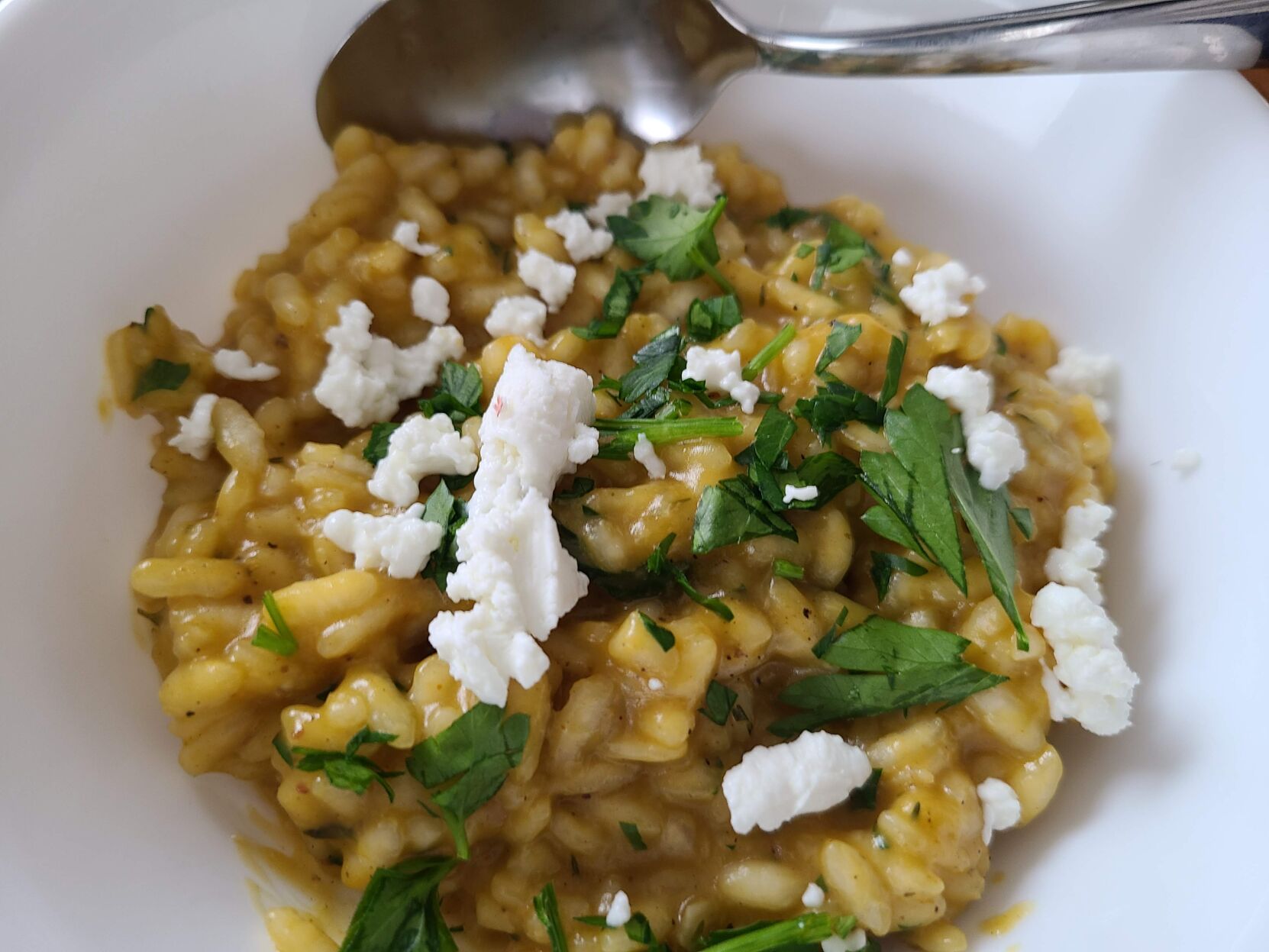 Pumpkin Risotto with Goat Cheese
